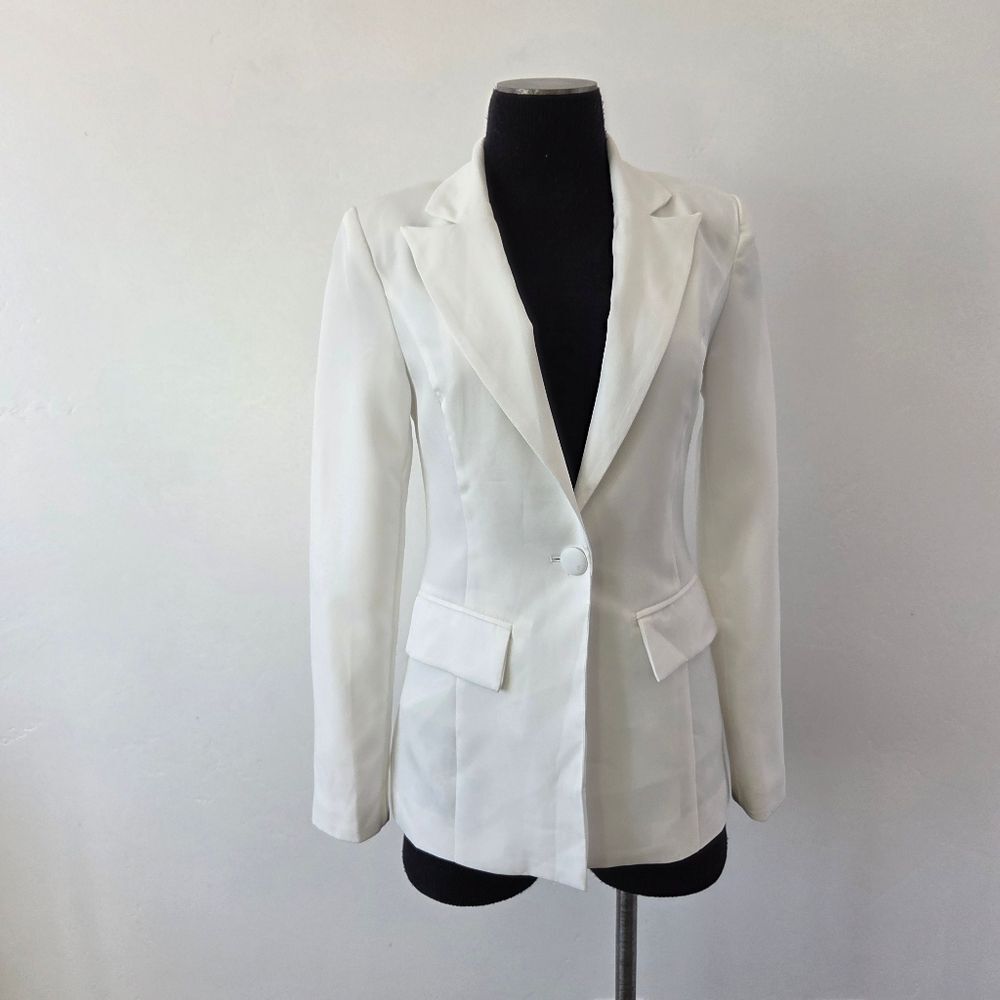 NEW Windsor Ivory Off White Blazer Jacket Single Button Lightweight Formal XS